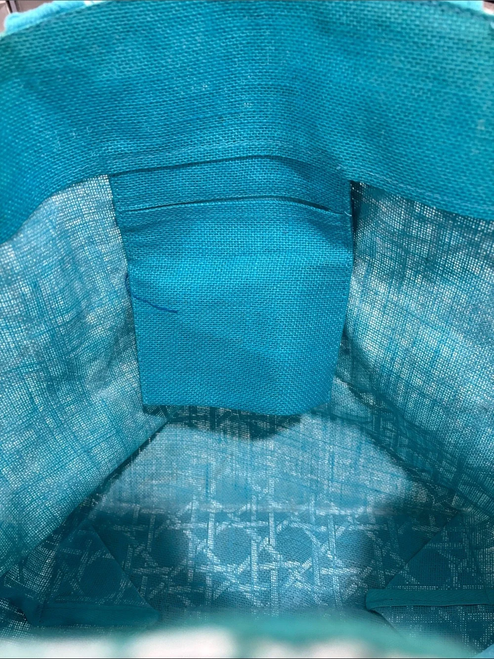 Teal Patterned Canvas Tote Beach Bag